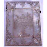 A GOOD VICTORIAN MOTHER OF PEARL CALLING CARD CASE engraved to both sides with birds drinking at a