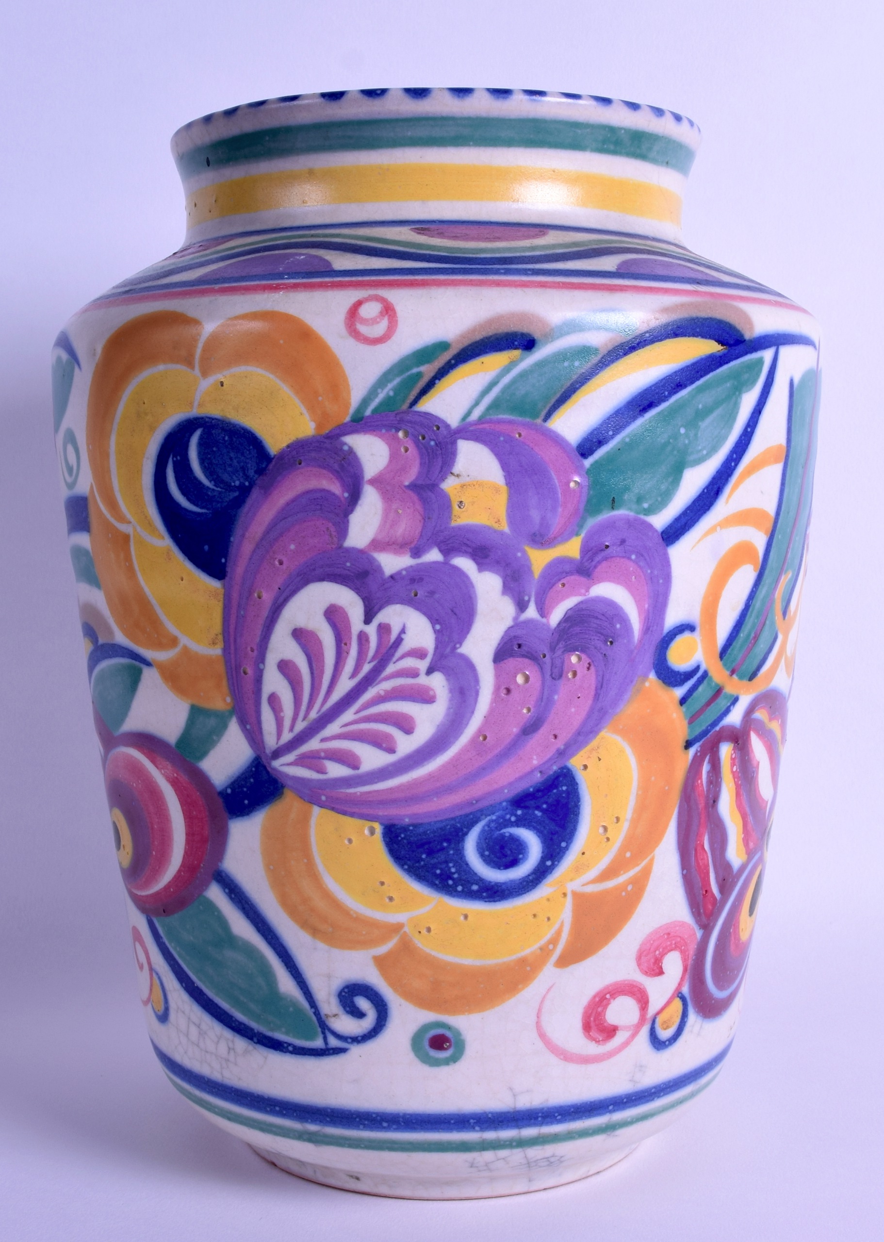 A POOLE POTTERY BX VASE by Eileen Prangnell, numbered 170, painted with bold floral sprays. 25.5