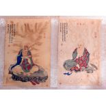 A PAIR OF CHINESE PAINTED SILKWORK SCROLLS depicting scholars, together with another longer