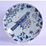 A GOOD NISHAPUR EARTHENWARE PERSIAN PLATE 9th/10th Century, painted with a single bird amongst