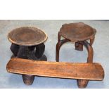 THREE TRIBAL STOOLS, of varying design and style.