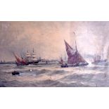 THOMAS BUSH HARDY (1842-1897) framed watercolour, signed, seascape, "The Thames Off Gravesend". 45