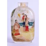 AN UNUSUAL LATE 19TH CENTURY CHINESE REVERSE PAINTED SNUFF BOTTLE by Xin Zhong Qing, decorated