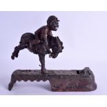 A RARE ANTIQUE AMERICAN COLD PAINTED CAST IRON MECHANICAL MONEY BOX 'I Always Did Spise A Mule'.