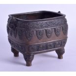 A LATE 19TH CENTURY JAPANESE MEIJI PERIOD BRONZE CENSER overlaid with motifs. 11.5 cm wide.