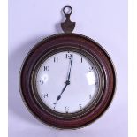 A LATE VICTORIAN TUNBRIDGE WARE TYPE CIRCULAR HANGING CLOCK with circular enamel dial and black