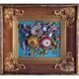 A GOOD EARLY 19TH CENTURY EUROPEAN FRAMED PORCELAIN PLAQUE exceptionally formed with intricately cut