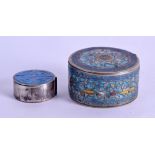 A SMALL LATE 19TH CENTURY CHINESE SILVER AND ENAMEL BOX together with another white metal