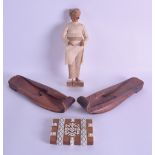 A LATE 19TH CENTURY INDIAN COMPANY SCHOOL FIGURE OF A MALE together with a pair of leather shoes & a