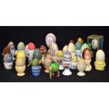 A LARGE QUANTITY OF EGG CUPS, together with a quantity of hardstone & other eggs.(qty)