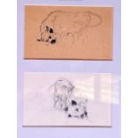 ARCHIBALD THORBURN (1860-1935), framed double sketch,study of bull. Largest 7.5 cm x 12.5 cm.