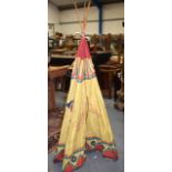 A VINTAGE CHILD'S WIGWAM TEEPEE, "Flying Cloud". 174 cm high.