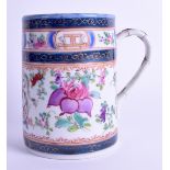 A 19TH CENTURY FRENCH SAMSONS OF PARIS ARMORIAL TANKARD painted with flowers in the Chinese Export