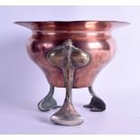 A GOOD ART NOUVEAU COPPER AND BRASS PLANTER possibly by Joseph Sankey, of scrolling form. 23 cm
