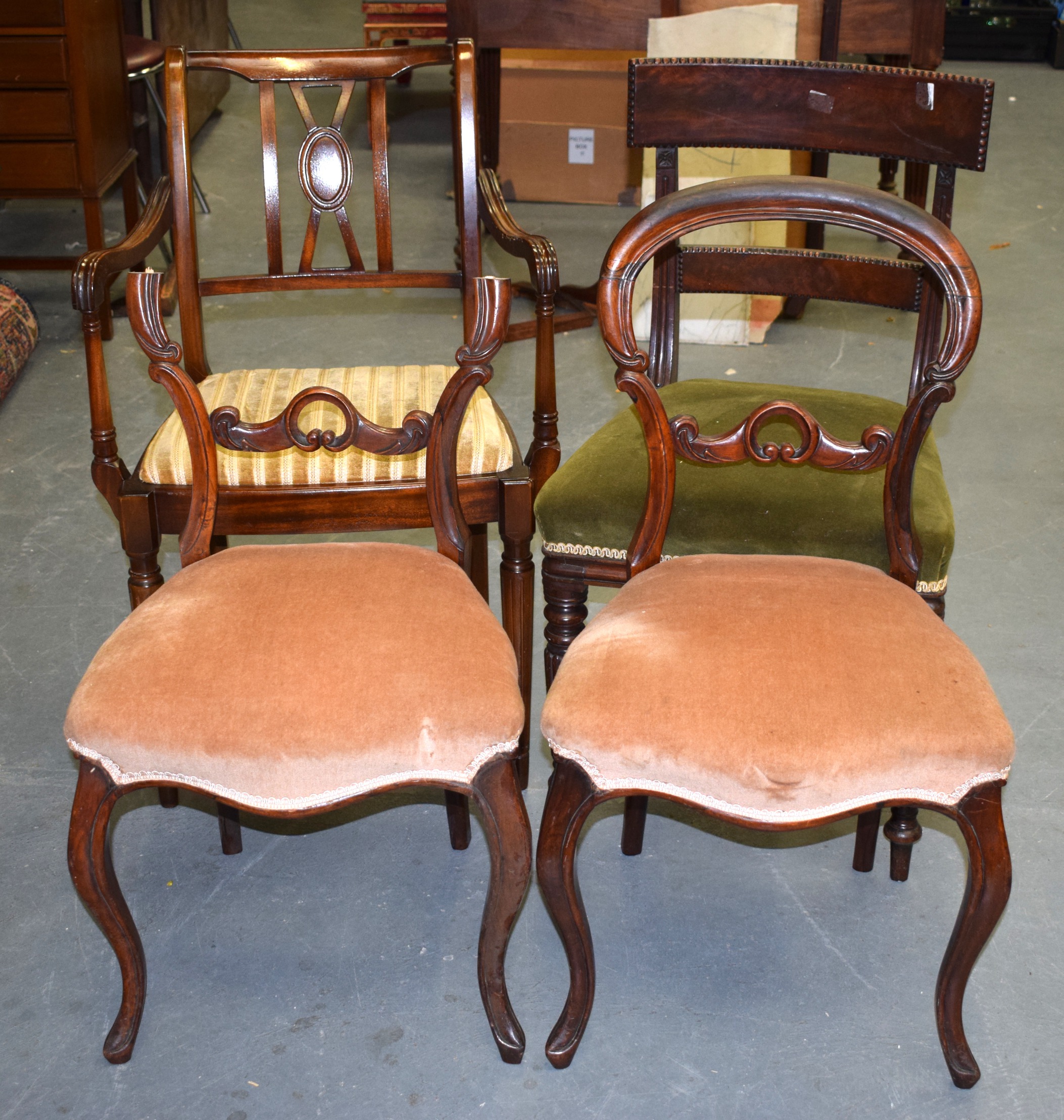 A GROUP OF FOUR ANTIQUE CHAIRS, of varying style. (4)