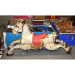 A LARGE VINTAGE TIN PLATE HORSE. 96 cm long.