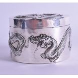 AN EARLY 20TH CENTURY CHINESE EXPORT SILVER BOX AND COVER by Luen Hung, decorated in relief with