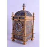 A GOOD 19TH CENTURY FRENCH GOTHIC REVIVAL SILVERED BRONZE MANTEL CLOCK decorated in relief with