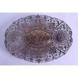 A RARE 19TH CENTURY CHINESE SILVER FILIGREE OPENWORK DISH decorated with insects and flowers. 177