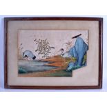 A LARGE PAIR OF 19TH CENTURY CHINESE FRAMED PITH PAPER WORKS depicting birds within landscapes. 29