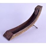 AN UNUSUAL 18TH/19TH CENTURY TIBETAN MIXED METAL INCENSE BURNER of curving form, overlaid with