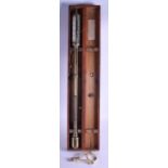 A VICTORIAN NEGRETTI AND ZAMBRA CASED BAROMETER with brass fittings. 93 cm long.