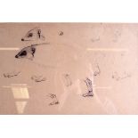 ARCHIBALD THORBURN (1860-1935), framed sketch,study of mice. 21.5 cm x 33 cm.