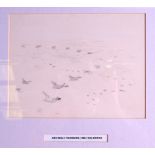 ARCHIBALD THORBURN (1860-1935), framed sketch, birds in flight. 15.5 cm x 20.5 cm.