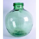 A LARGE VIERA GREEN GLASS VASE of bulbous form. 36 cm x 27 cm.