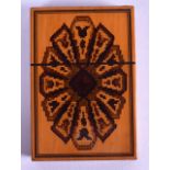 A GOOD VICTORIAN TUNBRIDGE WARE CARD CASE inlaid to one side with a butterfly, the reverse with a