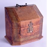 A LATE 19TH CENTURY TOOLED LEATHER STATIONARY CASKET highlighted in gilt with scrolling motifs. 24