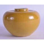 A CHINESE YELLOW GLAZED PORCELAIN BRUSH WASHER bearing Kangxi marks to base.