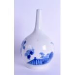 A MID 19TH CENTURY JAPANESE MEIJI PEIROD BLUE AND WHITE ARITA SAKE BOTTLE painted with boys