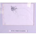 ARCHIBALD THORBURN (1860-1935), framed sketch, study of a fox. 11 cm x 16 cm.