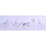 A GROUP OF FIVE VILLEROY & BOCH CLEAR GLASS CRYSTAL ANIMALS. (5)