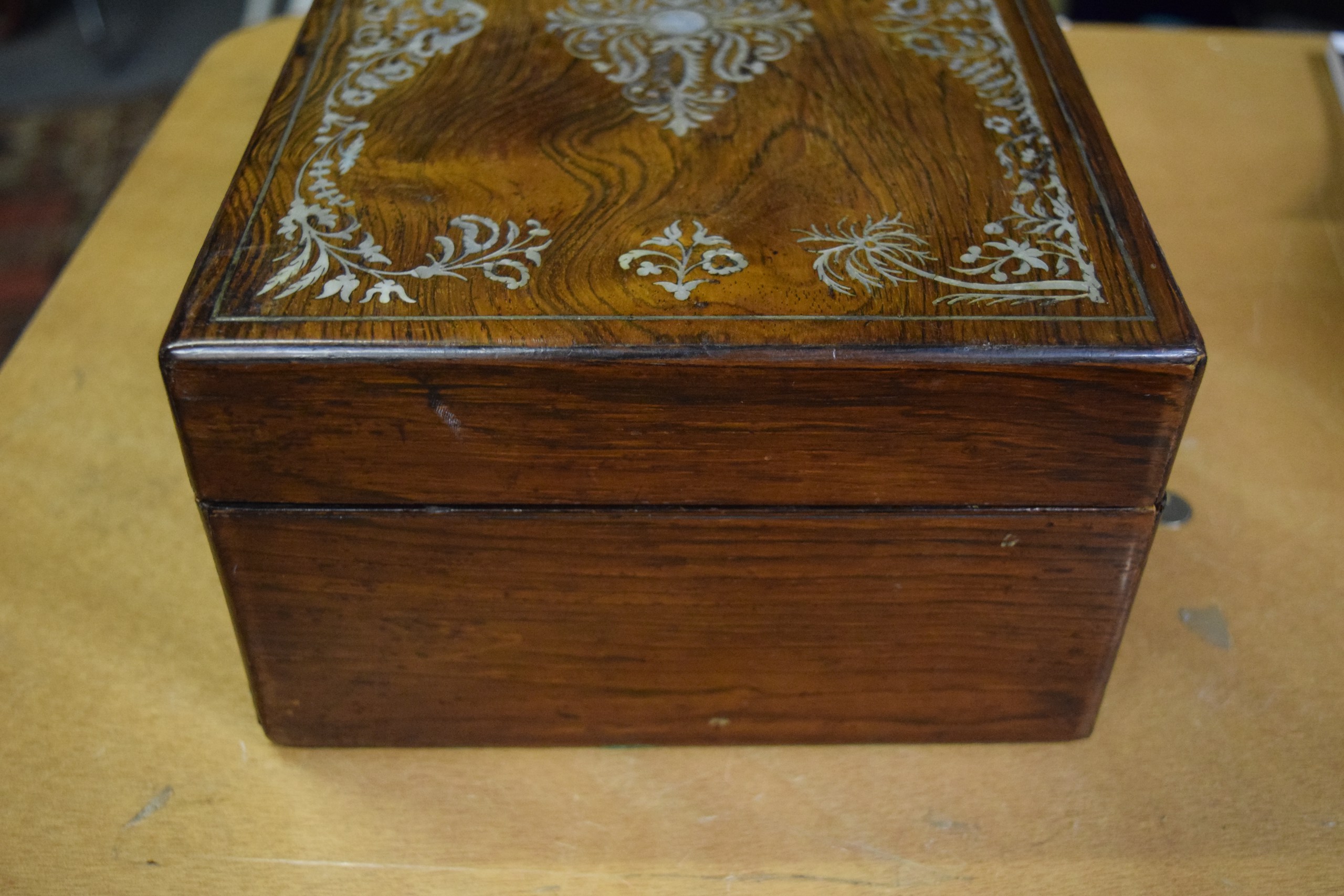 AN EARLY 20TH CENTURY INDIAN IVORY INLAID RECTANGULAR BOX together with a Victorian mother of - Image 3 of 13