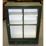 A VINTAGE IRISH WOODEN CABINET, painted green. 61 cm x 46 cm.