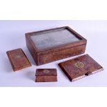 A LATE VICTORIAN/EDWARDIAN TOOLED LEATHER BOX AND COVER possibly Aspreys, the top inset with an