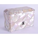 A GOOD EARLY VICTORIAN CARVED MOTHER OF PEARL CASKET the top rising to reveal three silver topped