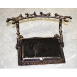 AN UNUSUAL VICTORIAN CAST IRON RUBBER STAMP RACK HOLDER. 24cm wide.