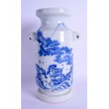 AN EARLY 19TH CENTURY JAPANES EDO PERIOD BLUE AND WHITE VASE painted with dragons, clouds and
