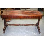 A WILLIAM IV ROSEWOOD SOFA TABLE, with two frieze drawers. 75 cm x 140 cm.