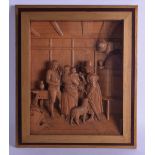 A FINE 19TH CENTURY GERMAN BLACK FOREST TYROLEAN CARVED WOODEN DIORAMA depicting five figures and