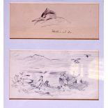 ARCHIBALD THORBURN (1860-1935), framed double sketch,study of grouse & another. Largest 8 cm x 14.