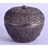 A MID 19TH CENTURY INDO PERSIAN SILVER BEETLE NUT BOX AND COVER inset with a hardstone, decorated in