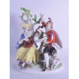 A LARGE 19TH CENTURY MEISSEN PORCELAIN FIGURAL GROUP depicting a male and female performing under
