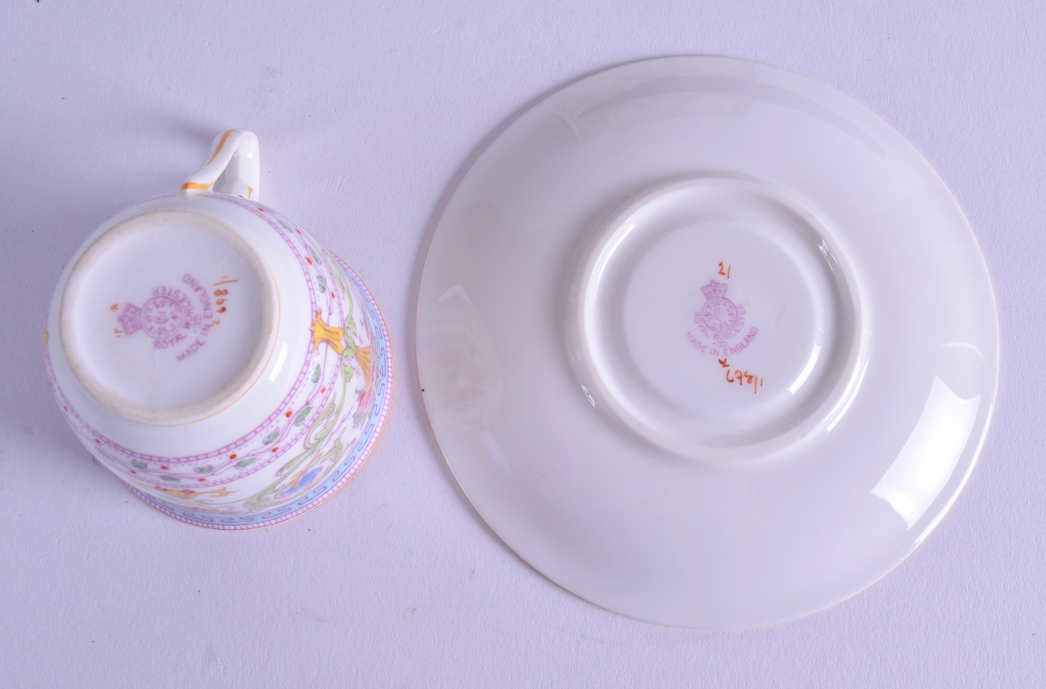 Royal Worcester fine cased coffee set of cups and saucers and six silver spoons date code for 1933 - Image 2 of 2