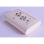 A LATE 19TH CENTURY JAPANESE MEIJI PERIOD CARVED IVORY BOX AND COVER shibayama inlaid with floral