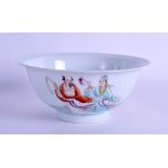 A CHINESE FAMILLE ROSE BOWL 20th Century, painted with immortals. 15 cm diameter.