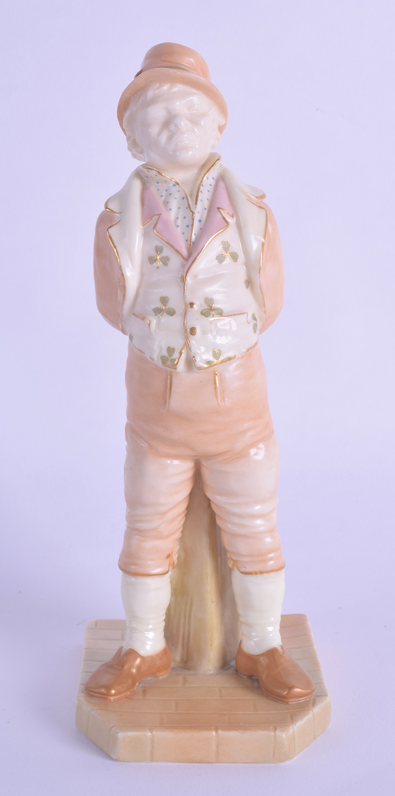 Royal Worcester figure of the Irishman from the Countries of the World painted in blush ivory with